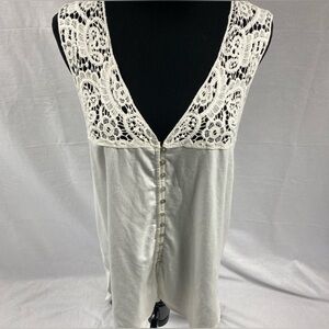 Gimmicks BKE Buckle Crochet Lace Peasant Tank Top Boho Festival XL Cream